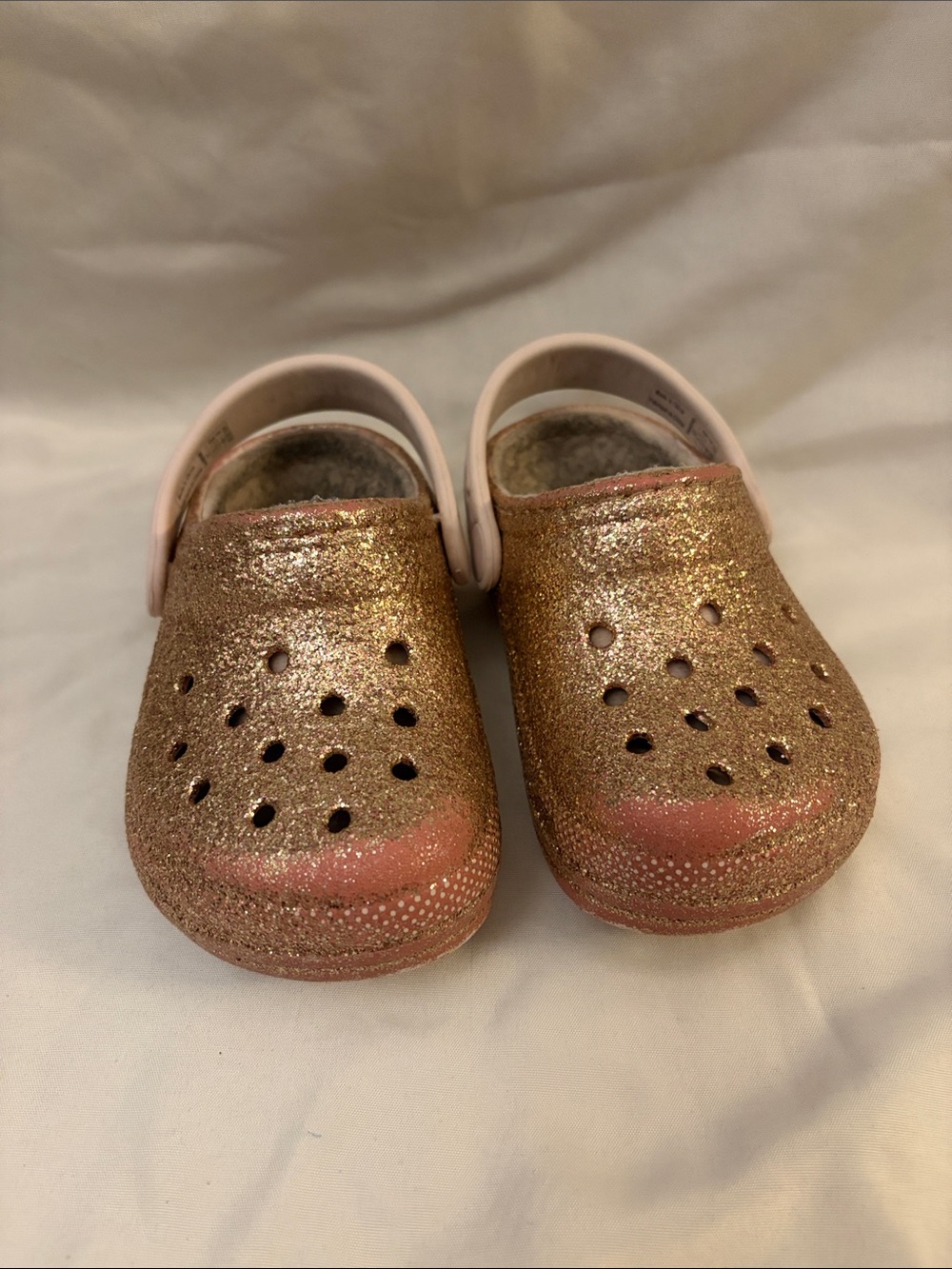 CROCS Kids Glitter Clogs in Rose Gold/Pink